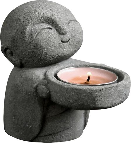 Mini Baby Buddha Sandstone Statue, Zen Monk Statue, Tea Light Holder for Feng Shui, Zen, Spiritual, and Buddha Decor - Bring Good Luck and Mindfulness to Your Home in Kuwait