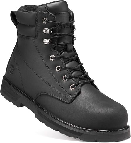 NINGO Steel Toe Work Boots for Men, Water Resistant Crazy Horse Leather Safety Construction Boots, Comfortable Lightweight Non Slip Work Shoes with EH Protection Arch Support for Industrial Warehouse in Saudi Arabia