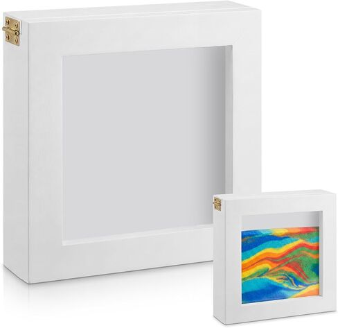 Qunclay White Unity Sand Ceremony Shadow Box 7.1 x 7.1 Inches Wooden Unity Sand for Wedding Ceremony Set Shadow Box for Wedding Event Supplies in Kuwait