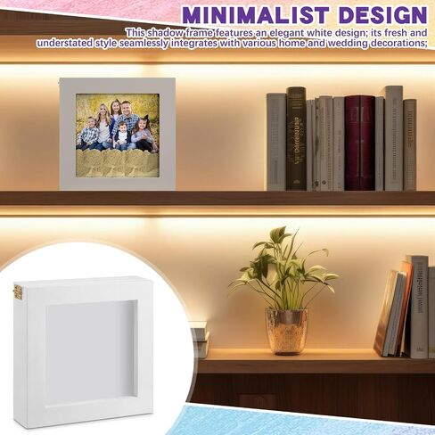 Qunclay White Unity Sand Ceremony Shadow Box 7.1 x 7.1 Inches Wooden Unity Sand for Wedding Ceremony Set Shadow Box for Wedding Event Supplies in Kuwait