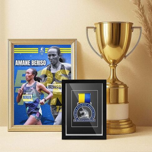 Medal Display Box, 5x7 Inch Shadow Box Frame with HD Glass Panels, Medal Organizer for Hanging or Desktop in Marathons, Swimming, Learning and Military Affairs (Black, 1 Pack) in Kuwait