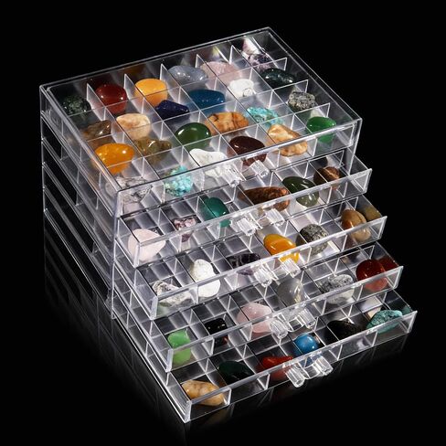 Rock Collection Box for Kids, 120 Grid Rock Collection Display Case, Clear Rock Storage Box for Gemstones Fossils Minerals in Saudi Arabia