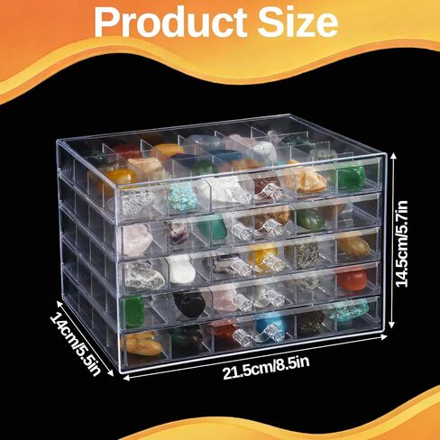 Rock Collection Box for Kids, 120 Grid Rock Collection Display Case, Clear Rock Storage Box for Gemstones Fossils Minerals in Saudi Arabia