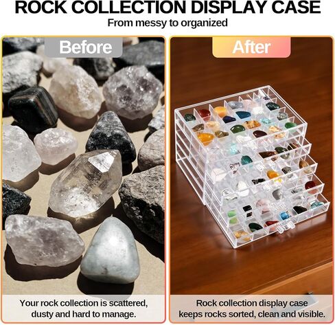 Rock Collection Box for Kids, 120 Grid Rock Collection Display Case, Clear Rock Storage Box for Gemstones Fossils Minerals in Saudi Arabia