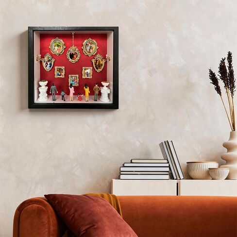 DIY Mini Museum Shadow Box - Family Memory Keepsake w/ Mini Figurines, Gift for Christmas, Mother's Day, Father's Day, Wedding Anniversary, 10.63x10.63 Vintage Red Velvet Wall Decor in Saudi Arabia