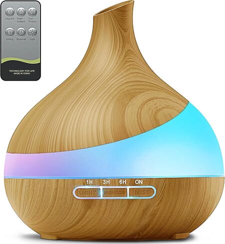 Essential Oil Diffuser for Women, 𝟓𝟎𝟎𝐦𝐥 Aromatherapy Diffuser:𝟏𝟒-𝐂𝐨𝐥𝐨𝐫 LED, Dual Mist 30/60ml/h, Remote Control, Auto Shut-Off, Hotel Spa Bedroom in Kuwait