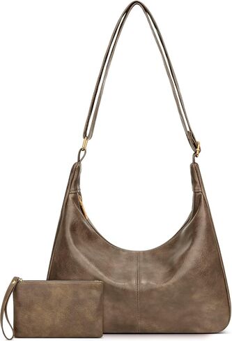 KKXIU Slouchy Hobo Bags for Women - Ultra Soft Foldable Shoulder Handbag Vegan Leather Tote Purse with Reinforced Zipper in Kuwait