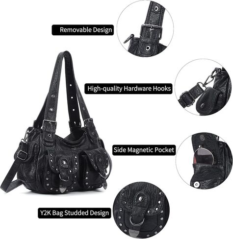 Angel Kiss Hobo Bags For Women Puses and Handbags Multi Pocket Studded Shoulder Bag Y2K Tote Bag in Kuwait