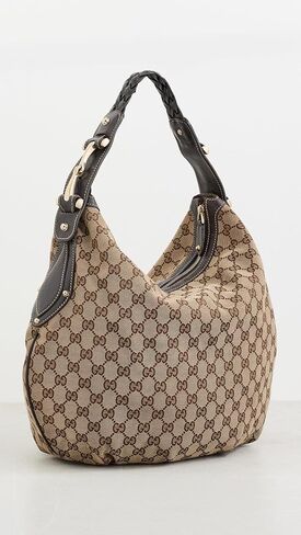 WHAT GOES AROUND COMES AROUND Women's Pre-Loved Gucci Brown Canvas Pelham Hobo Bag in Saudi Arabia