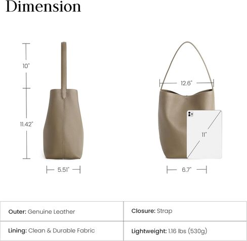 befen Genuine Leather Bucket Bag for Women, Soft Pebbled Leather Bucket Shoulder Bag, Everyday Casual Tote Bag Minimalist in Kuwait