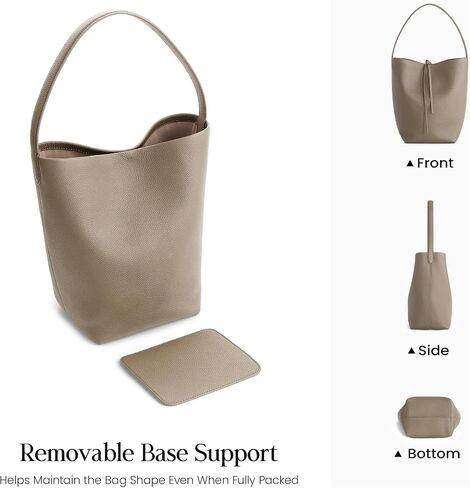 befen Genuine Leather Bucket Bag for Women, Soft Pebbled Leather Bucket Shoulder Bag, Everyday Casual Tote Bag Minimalist in Kuwait