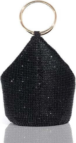 Rhinestone Top Handle Evening Bag for Women, Sparkly Clutch Purse Elegant Mini Bucket Handbag for Party Wedding Dinner in Saudi Arabia