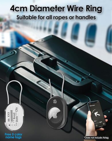 for Airtag (1st & 2nd Gen) Holder with Wire Cable, Airtag Luggage Tags with Name ID Card, Secure Lock,Sturdy PC Protection,for Suitcases,Keychain,Keys,Luggage,Backpack (Black 2 Pack) in Saudi Arabia