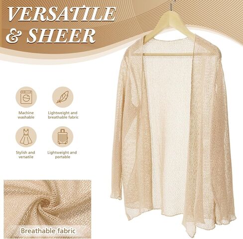 Women's Sheer Shrug 3/4 Tie Front Bolero Sleeve Summer Cover Up Lightweight Mesh Knit Cardigan for Party & Daily in Kuwait