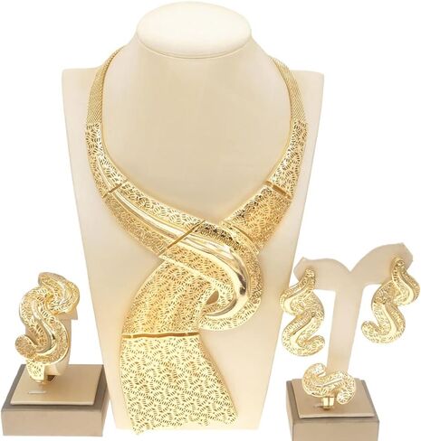 SYHOL Necklaces for Women 24K Gold Dubai Gold Accessories for Women Nigerian Jewelry Set on Wedding Party Fashion Jewelry Sets in Saudi Arabia