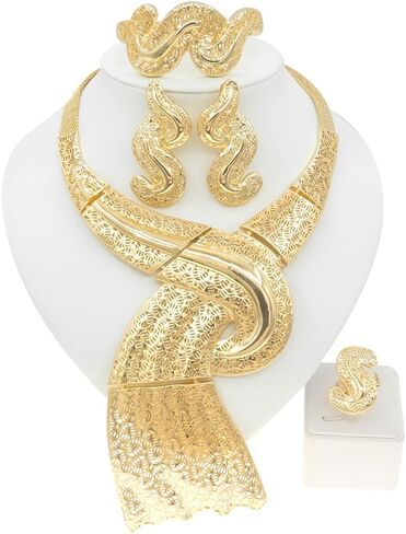 SYHOL Necklaces for Women 24K Gold Dubai Gold Accessories for Women Nigerian Jewelry Set on Wedding Party Fashion Jewelry Sets in Saudi Arabia