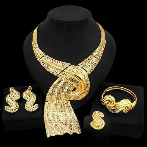 SYHOL Necklaces for Women 24K Gold Dubai Gold Accessories for Women Nigerian Jewelry Set on Wedding Party Fashion Jewelry Sets in Saudi Arabia