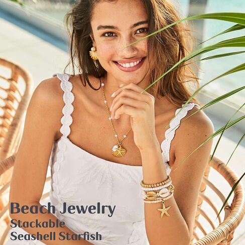 23 Pcs Beach Jewelry Set for Women Seashell Starfish Pearl Layer Necklace Bracelet Rings Earrings Boho Summer Vacation Beach Accessories Set Seashell Starfish Jewelry in Kuwait