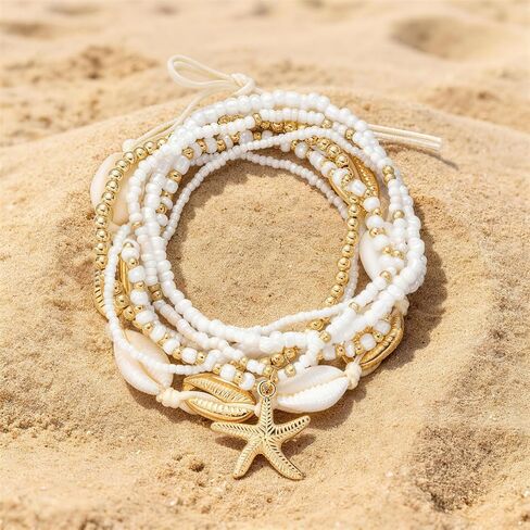 23 Pcs Beach Jewelry Set for Women Seashell Starfish Pearl Layer Necklace Bracelet Rings Earrings Boho Summer Vacation Beach Accessories Set Seashell Starfish Jewelry in Kuwait