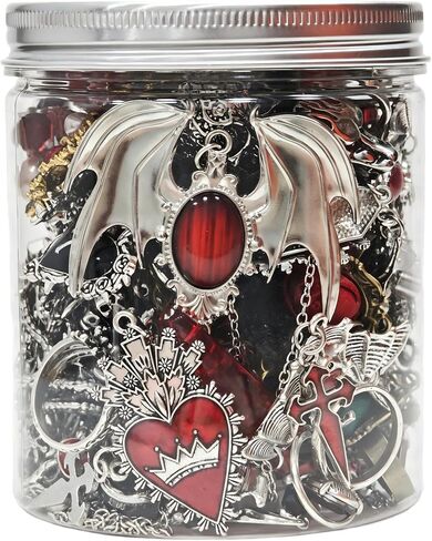 Mystery Jewelry Jar for Women, 40-45 Piece Gothic Jewelry Box Includes Necklaces, Earrings, Rings, Bracelets, Brooches, Unique Birthday Gifts for Women in Kuwait