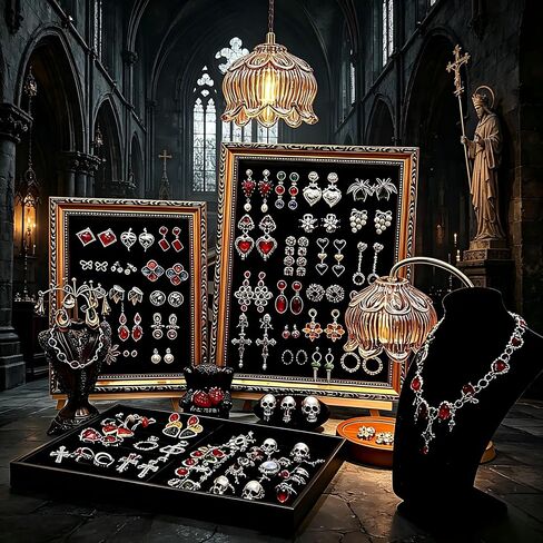 Mystery Jewelry Jar for Women, 40-45 Piece Gothic Jewelry Box Includes Necklaces, Earrings, Rings, Bracelets, Brooches, Unique Birthday Gifts for Women in Kuwait
