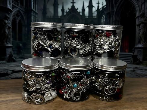 Mystery Jewelry Jar for Women, 40-45 Piece Gothic Jewelry Box Includes Necklaces, Earrings, Rings, Bracelets, Brooches, Unique Birthday Gifts for Women in Kuwait