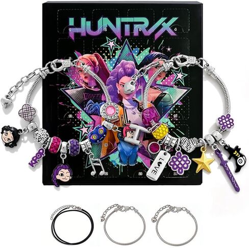 2Pcs Demon Movie Hunters Charm Bracelet Gift Set, Adjustable Cartoon DIY Bangle Jewelry for Fans Birthday Christmas in Saudi Arabia