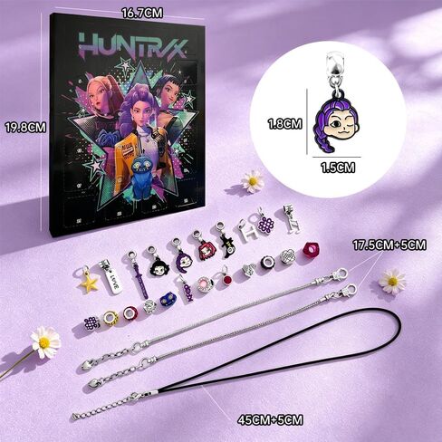 2Pcs Demon Movie Hunters Charm Bracelet Gift Set, Adjustable Cartoon DIY Bangle Jewelry for Fans Birthday Christmas in Saudi Arabia