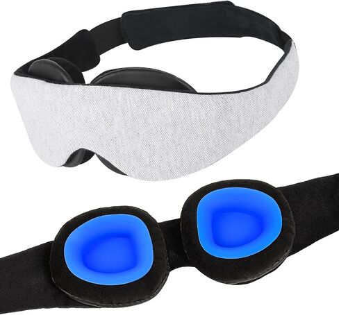 2026 Upgraded Sleep Mask for Dry Eyes, 100% Blackout Hydrating Sleep Goggles, Adjustable Strap Moisture Goggles for Dry Eye Night, Soft Reusable Eye Mask for Sleeping & Travel – Grayish White in Kuwait