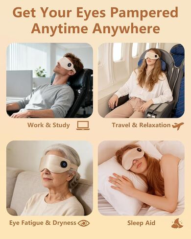 Heated Eye Mask for Dry Eyes – Upgraded Cordless Warm Eye Compress, 100% Mulberry Silk Sleep Mask with Graphene Heating, 3 Heat Levels and Auto Shut-Off, Rechargeable & Washable in Saudi Arabia