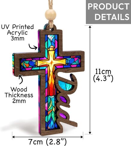 Jesus Cross Dad Suncatcher, Religious for Dads, Grandpa, Faithful Fathers Day Ornaments, Unique Christian Gifts for Men, Catholic Decor for Window Hanging, Car Mirror in Kuwait