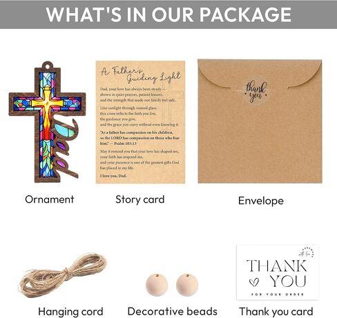 Jesus Cross Dad Suncatcher, Religious for Dads, Grandpa, Faithful Fathers Day Ornaments, Unique Christian Gifts for Men, Catholic Decor for Window Hanging, Car Mirror in Kuwait