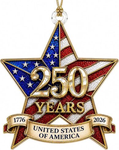 250th Anniversary USA Ornament 1776-2026, Patriotic Acrylic Star Ornament, Double Sided USA 250th Anniversary Merchandise, Patriotic Decoration for 4th of July, Independence Day in Saudi Arabia