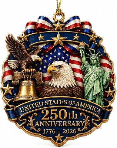 250th Anniversary USA Ornament 1776-2026, Patriotic Acrylic Star Ornament, Double Sided USA 250th Anniversary Merchandise, Patriotic Decoration for 4th of July, Independence Day in Saudi Arabia