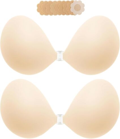 MITALOO Adhesive Bra Invisible Sticky Strapless Push up Backless Reusable Silicone Covering Nipple Bras Cream in Saudi Arabia
