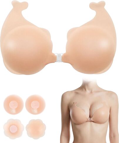 Strapless Cakes Sticky Bra Push Up, Boob Lift 2 in 1 Silicone Adhesive Bras Backless for Small Breasts Women Resuable Nude in Saudi Arabia