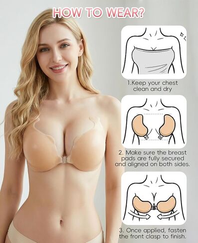 Strapless Cakes Sticky Bra Push Up, Boob Lift 2 in 1 Silicone Adhesive Bras Backless for Small Breasts Women Resuable Nude in Saudi Arabia