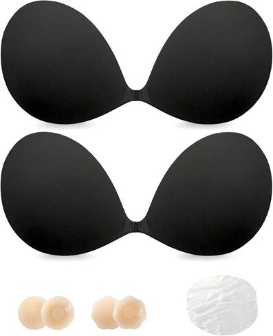 Sticky Bra Push Up for Women - 2 Pack Invisible Strapless Backless Bras for Wedding Prom - Cup C in Kuwait