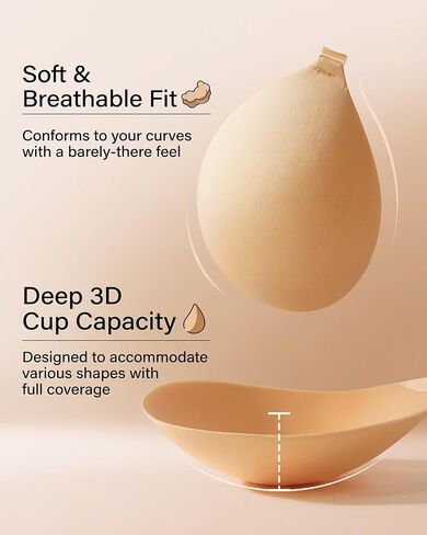 Sticky Bra Push Up for Women - 2 Pack Invisible Strapless Backless Bras for Wedding Prom - Cup C in Kuwait