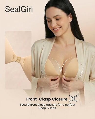 Sticky Bra Push Up for Women - 2 Pack Invisible Strapless Backless Bras for Wedding Prom - Cup C in Kuwait
