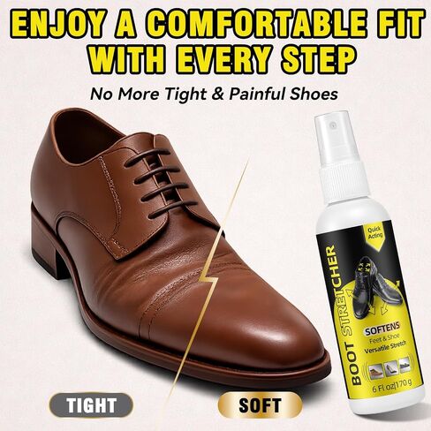 Shoe Stretch Spray, Professional Shoe Stretcher Spray, Boot Stretcher Spray to Relieve Shoe Tightness and Leather Stiffness, Softener for Leather, Suede, Nubuck, Canvas, for Women and Men, 6.0 FL.OZ in Saudi Arabia