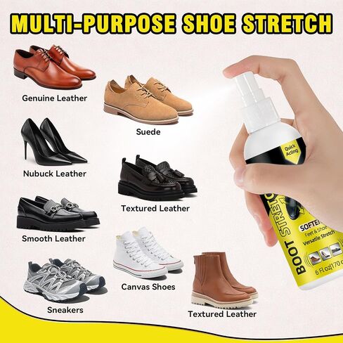 Shoe Stretch Spray, Professional Shoe Stretcher Spray, Boot Stretcher Spray to Relieve Shoe Tightness and Leather Stiffness, Softener for Leather, Suede, Nubuck, Canvas, for Women and Men, 6.0 FL.OZ in Saudi Arabia
