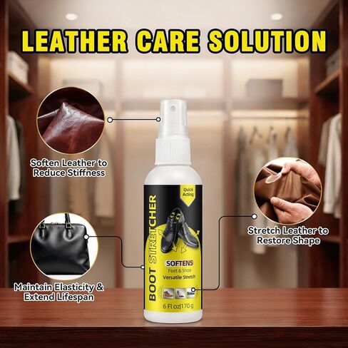Shoe Stretch Spray, Professional Shoe Stretcher Spray, Boot Stretcher Spray to Relieve Shoe Tightness and Leather Stiffness, Softener for Leather, Suede, Nubuck, Canvas, for Women and Men, 6.0 FL.OZ in Saudi Arabia
