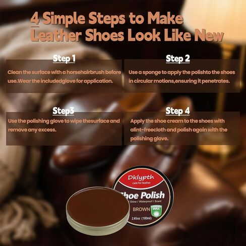3 Pcs Brown Shoe Polish 100ML with Brush & Cloth, Leather Conditioner for Instant Shine on Shoes & Boots, Non-Greasy Formula Restores & Prevents Cracks in Saudi Arabia
