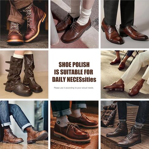 3 Pcs Brown Shoe Polish 100ML with Brush & Cloth, Leather Conditioner for Instant Shine on Shoes & Boots, Non-Greasy Formula Restores & Prevents Cracks in Saudi Arabia