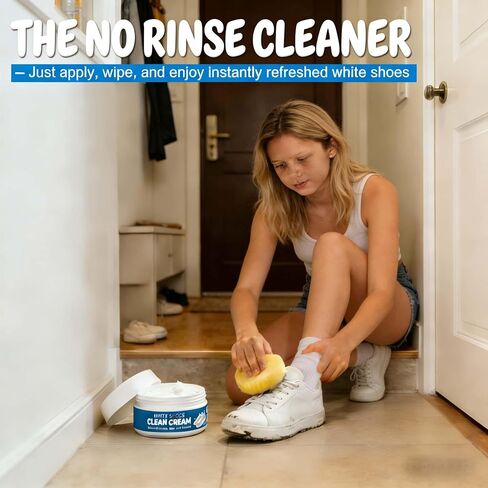 White Shoes Clean Cream,Multipurpose No-Wash Solid Cleaning Paste with Sponge,Gentle Care White Shoe Cleaner Cream for Leather Sneakers Soles in Saudi Arabia