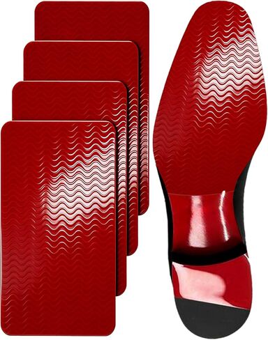 Black Wave Texture Anti-Slip Shoe Grips | Maximum Traction Sole Protectors for Heels, Sneakers & All Shoes | Slip-Resistant Sole Guard | Repair Pads for Damaged Soles (4Pcs Black, 6x4") in Saudi Arabia