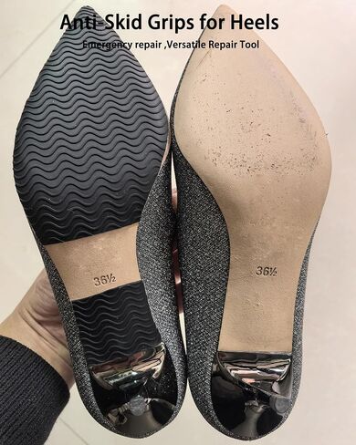 Black Wave Texture Anti-Slip Shoe Grips | Maximum Traction Sole Protectors for Heels, Sneakers & All Shoes | Slip-Resistant Sole Guard | Repair Pads for Damaged Soles (4Pcs Black, 6x4") in Kuwait