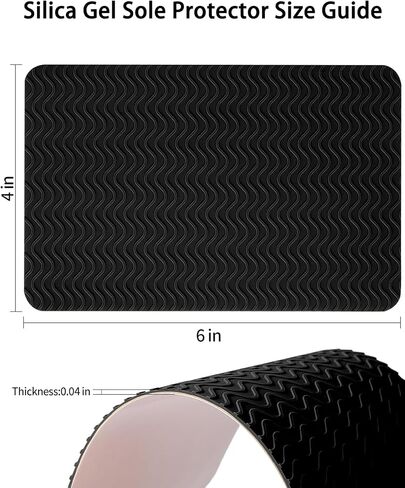 Black Wave Texture Anti-Slip Shoe Grips | Maximum Traction Sole Protectors for Heels, Sneakers & All Shoes | Slip-Resistant Sole Guard | Repair Pads for Damaged Soles (4Pcs Black, 6x4") in Kuwait