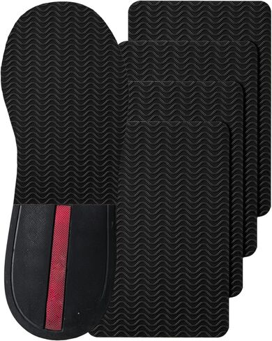 Black Wave Texture Anti-Slip Shoe Grips | Maximum Traction Sole Protectors for Heels, Sneakers & All Shoes | Slip-Resistant Sole Guard | Repair Pads for Damaged Soles (4Pcs Black, 6x4") in Kuwait